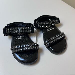 Vince Camuto Toddler Black Glitter Sandals With Squishy Insole Size 5
